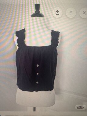 Wildfox Black Ruffled Strap Button-Front Women's Crop Top